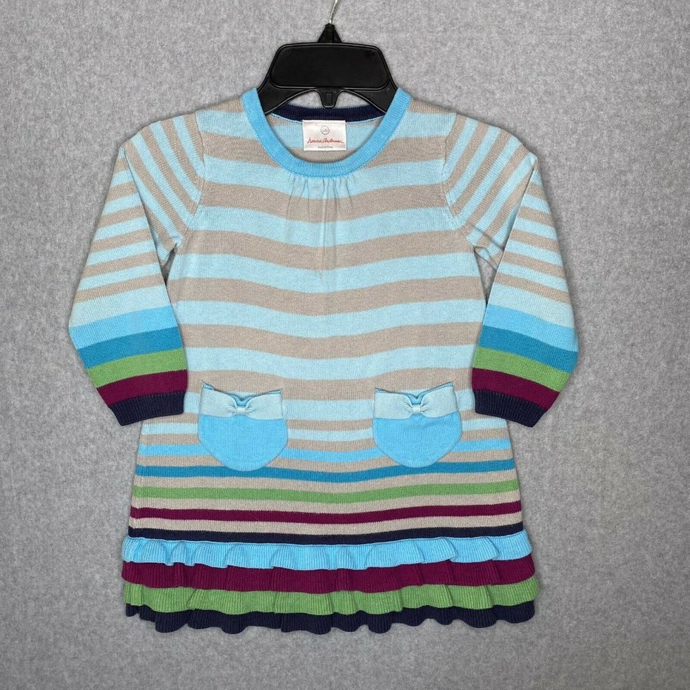 Hanna Andersson Striped Sweater Dress Size 100 US Size 4 Long Sleeve Blue